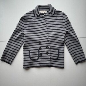 LOFT Gray Striped Double Breasted Academia Preppy Jacket Blazer Business Chic XS